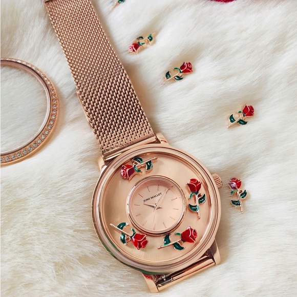 JUNO MALLET Crystal Lively Locket Watch Rose Gold Minimalist Watch - Picture 14 of 16